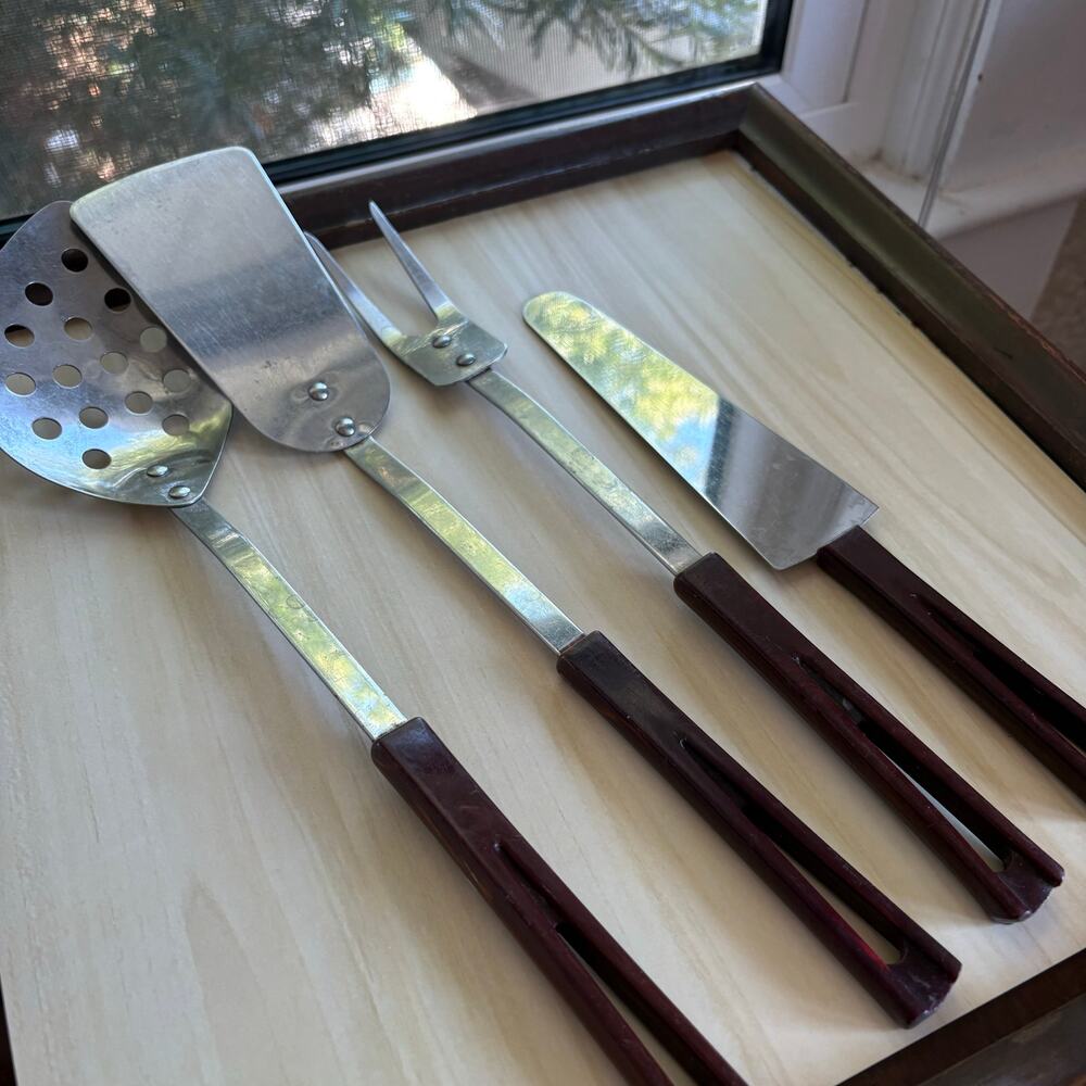 Vintage Stanhome Kitchen Utensil Set Bakelite Handles Stainless